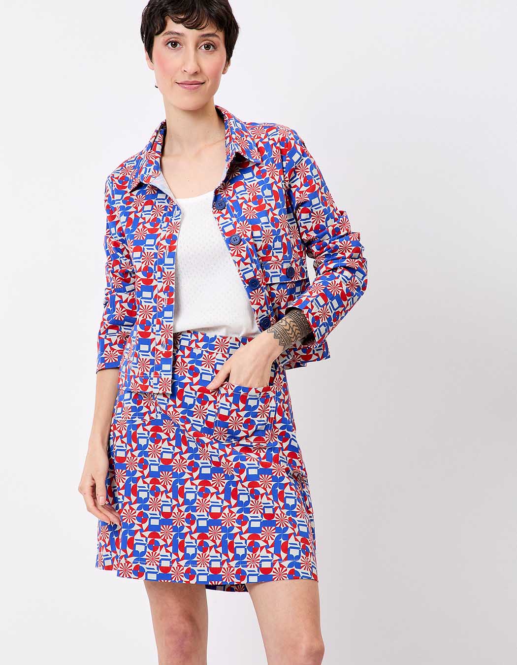 Veste courte coton stretch imprimé Princesse Nomade
