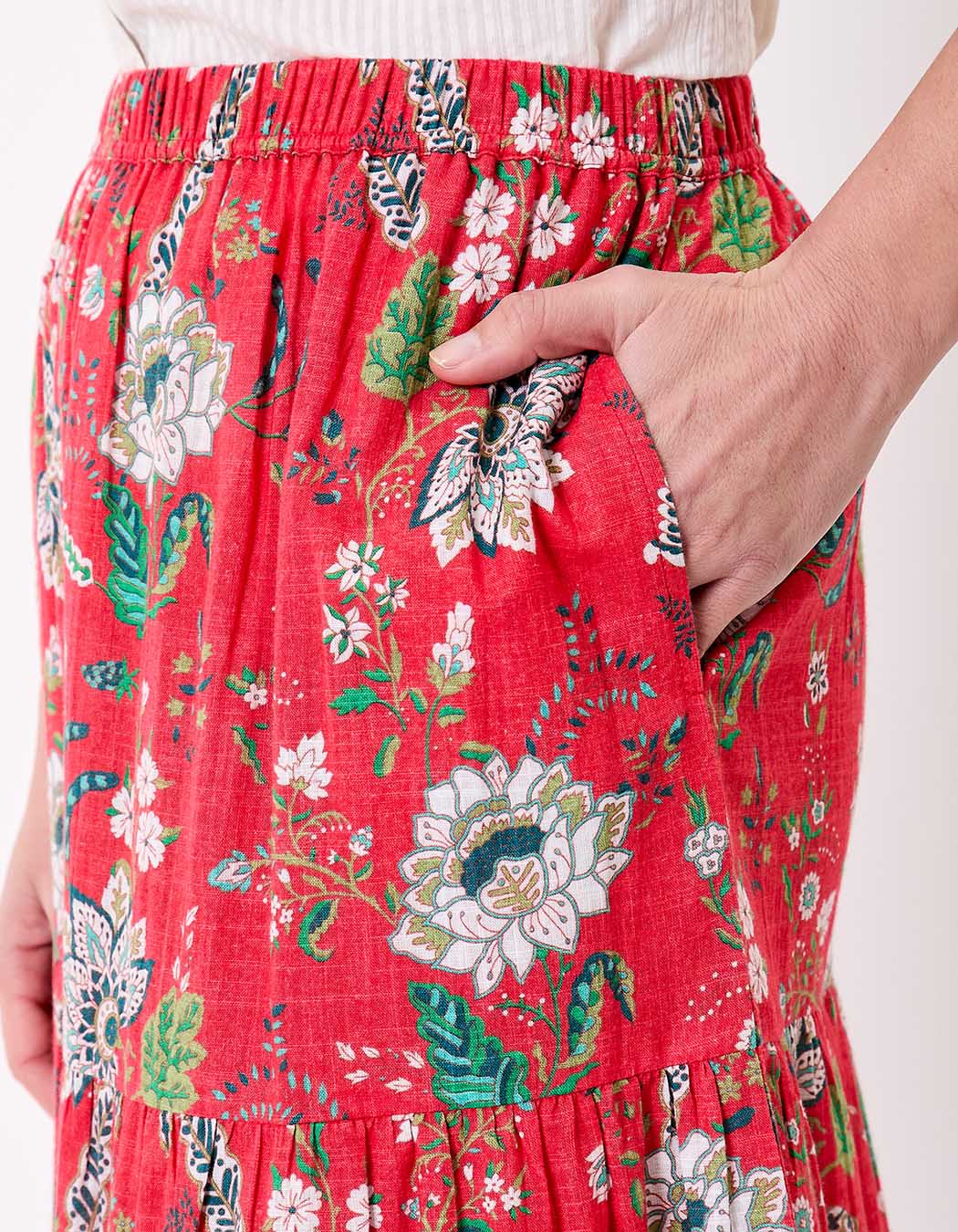 Jupe longue coton bio volantée imprimé La Fiancée