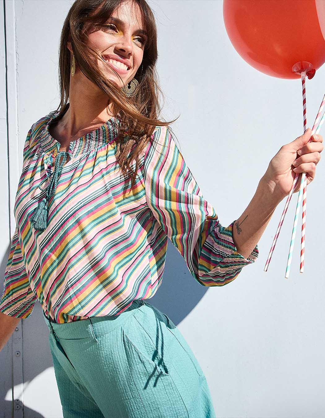 Blouse voile de coton bio ample imprimé La Fiancée