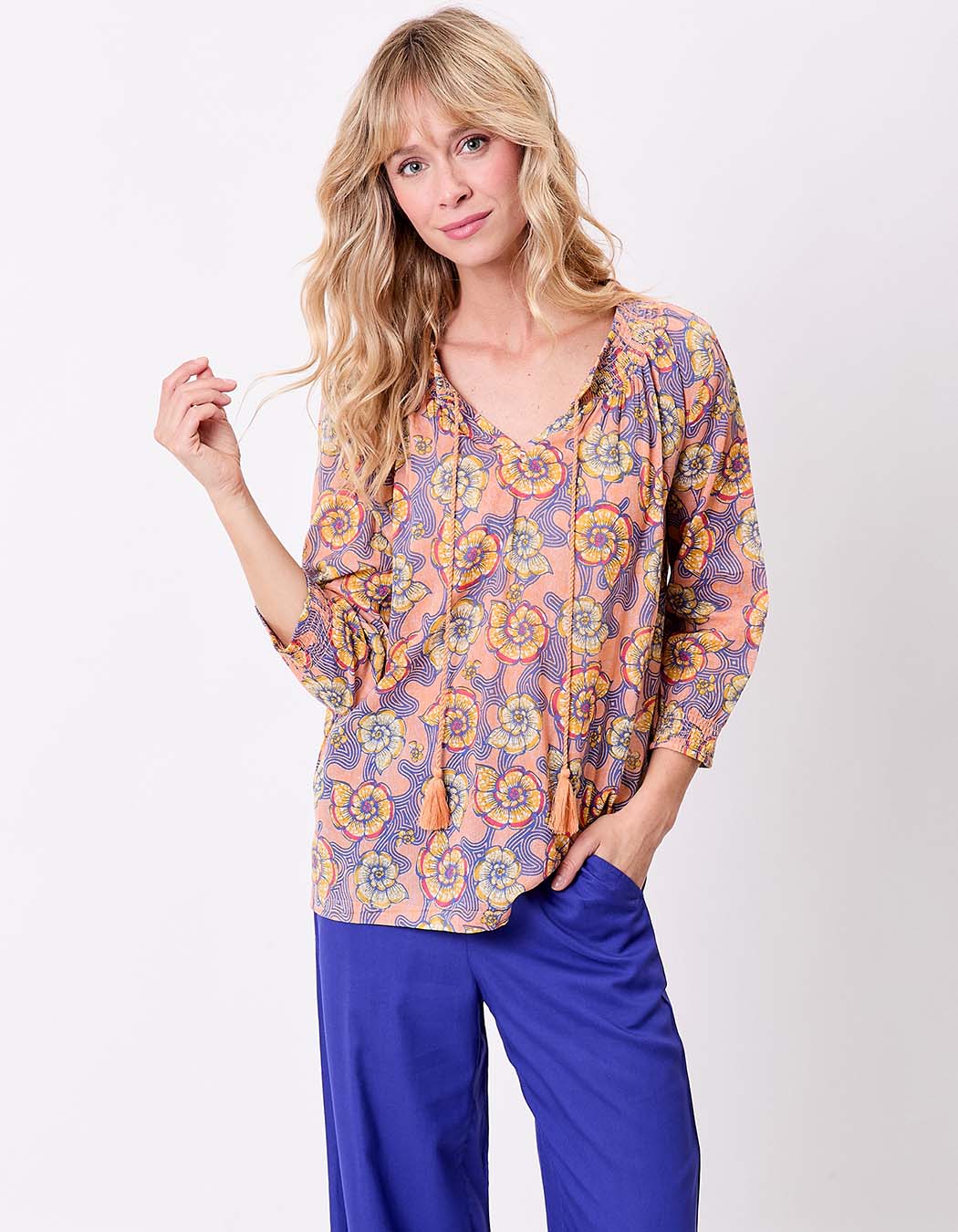 Blouse voile de coton bio ample imprimé La Fiancée