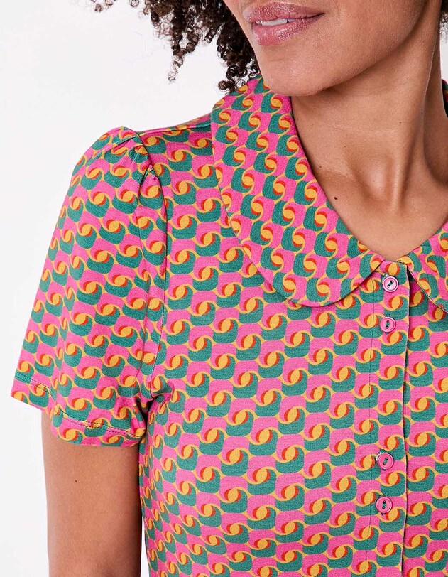 Chemisier maille manches courtes imprim&eacute; Princesse Nomade