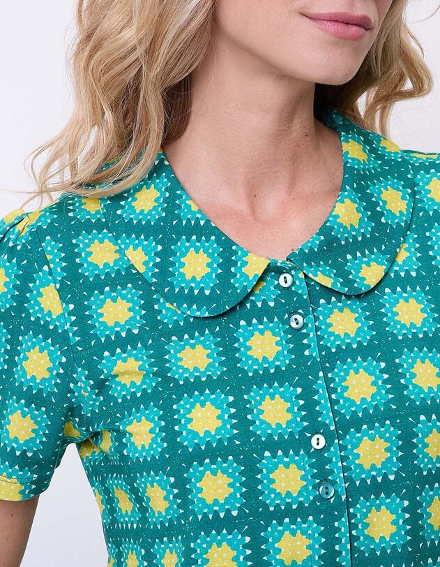 Chemisier maille manches courtes imprim&eacute; Princesse Nomade