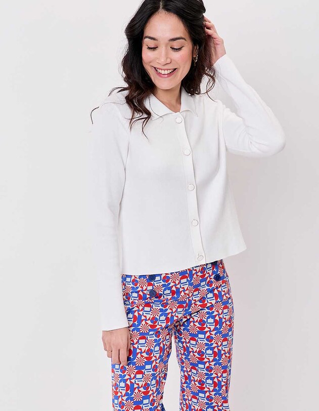Gilet maille court droit imprim&eacute; Princesse Nomade