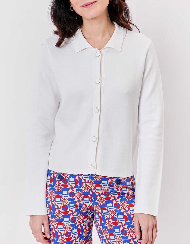 Gilet maille court droit imprim&eacute; Princesse Nomade