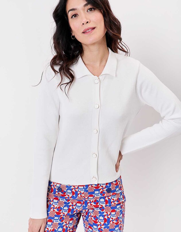 Gilet maille court droit imprim&eacute; Princesse Nomade