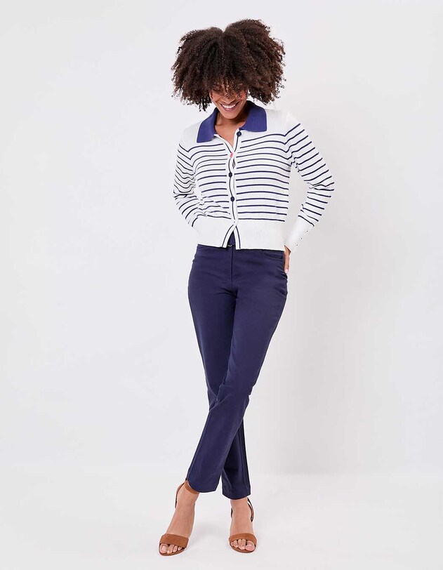 Gilet maille rayures col polo imprim&eacute; Princesse Nomade