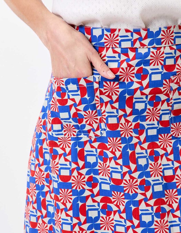 Jupe courte &eacute;vas&eacute;e coton stretch imprim&eacute; Princesse Nomade