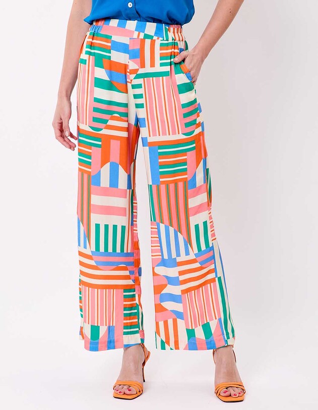 Pantalon ample &eacute;lastiqu&eacute;e fluide imprim&eacute; Princesse Nomade