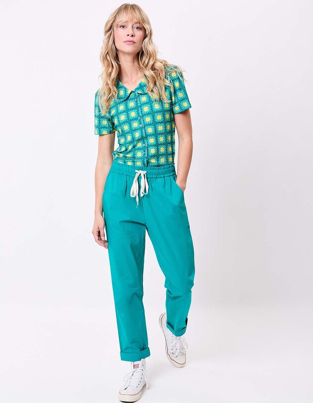 Pantalon chino &eacute;lastiqu&eacute; coton stretch imprim&eacute; Princesse Nomade