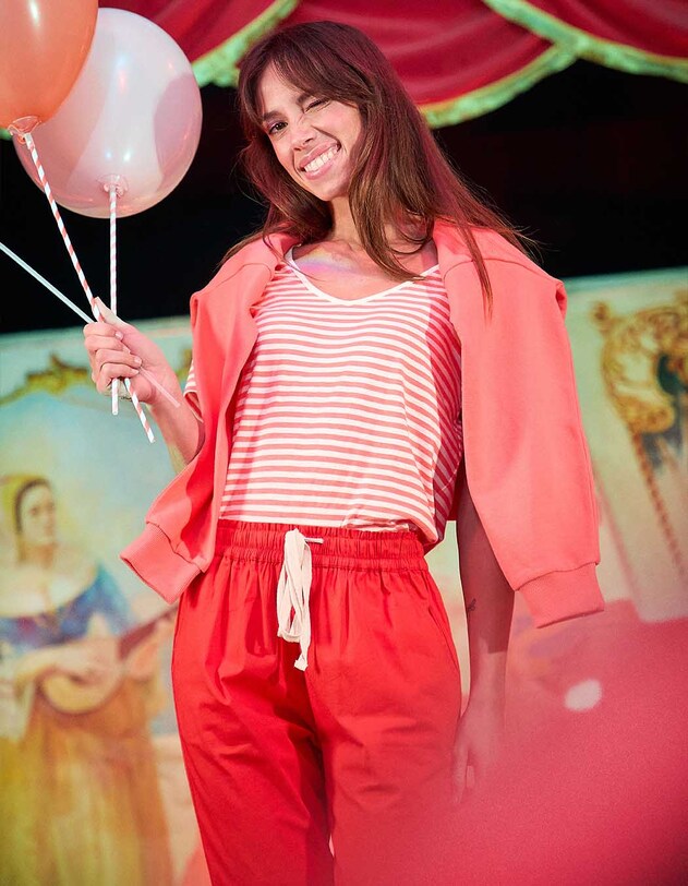 Pantalon chino &eacute;lastiqu&eacute; coton stretch imprim&eacute; Princesse Nomade