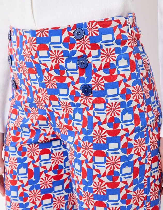 Pantalon &agrave; pont large coton stretch imprim&eacute; Princesse Nomade