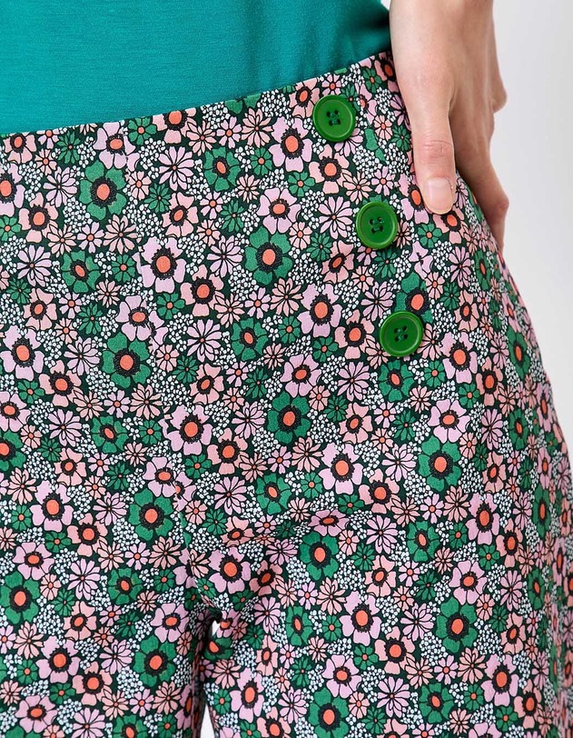 Pantalon &agrave; pont large coton stretch imprim&eacute; Princesse Nomade