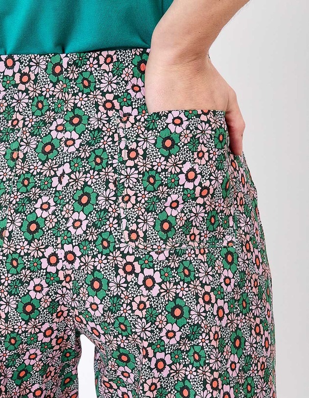 Pantalon &agrave; pont large coton stretch imprim&eacute; Princesse Nomade