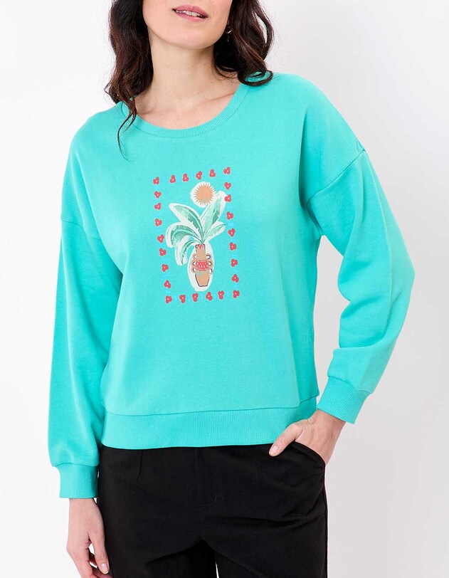 Sweat coton bio col rond imprim&eacute; Princesse Nomade