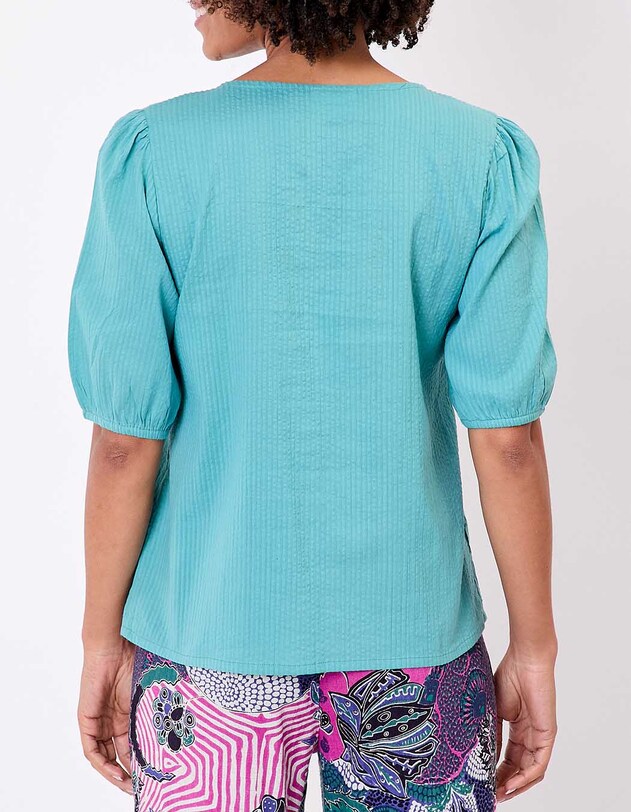 Blouse manches ballons coton gaufr&eacute; imprim&eacute; Princesse Nomade