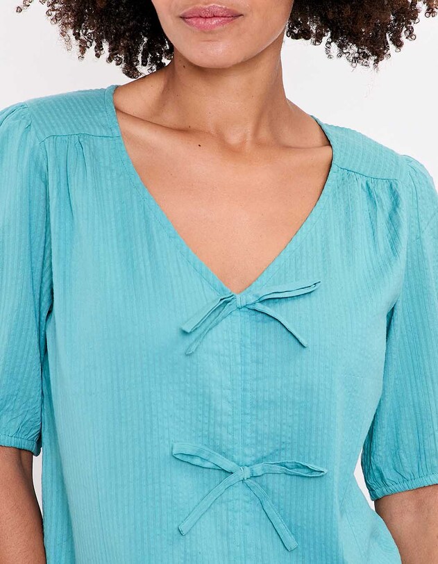 Blouse manches ballons coton gaufr&eacute; imprim&eacute; Princesse Nomade