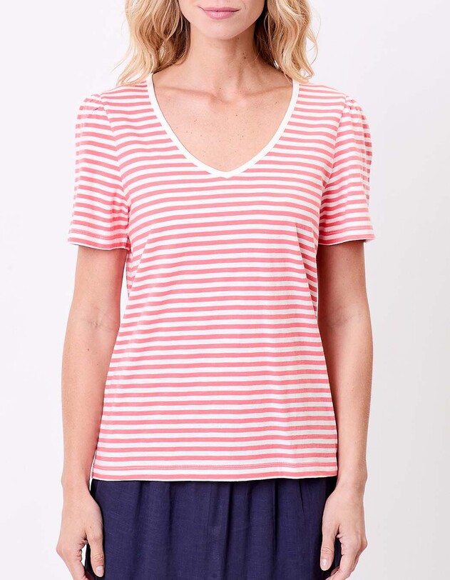 T-shirt rayures coton bio imprim&eacute; Princesse Nomade