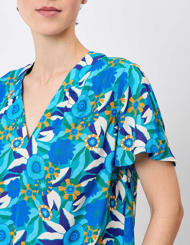 Top fluide ample col V imprimé Princesse Nomade