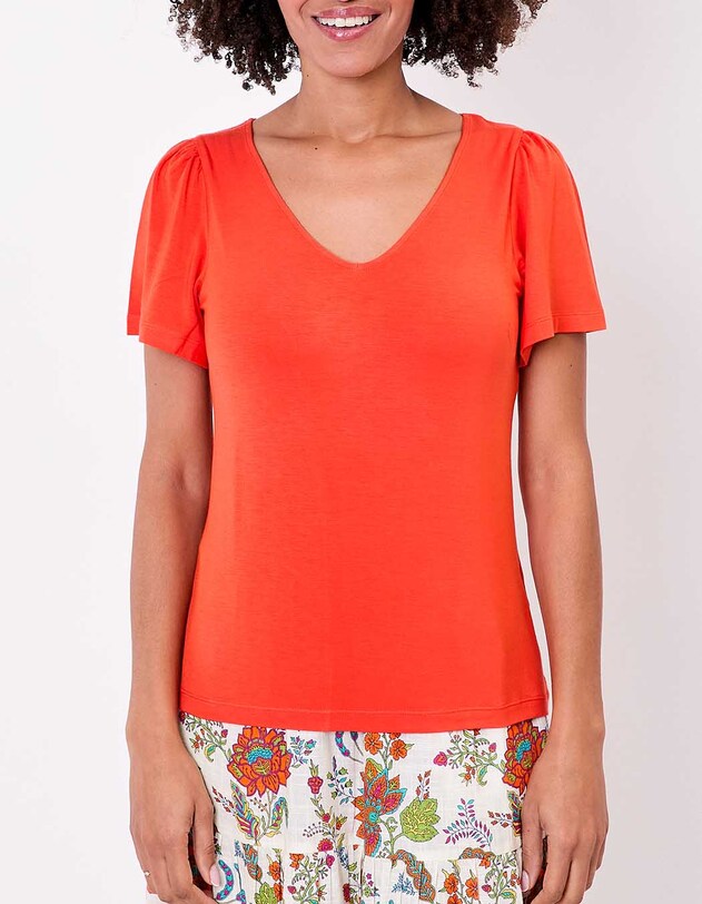 T-shirt maille fluide col V imprim&eacute; Princesse Nomade