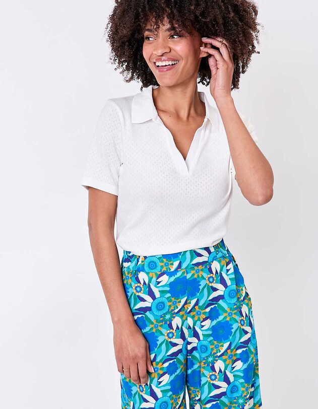 Polo coton bio pointelle imprim&eacute; Princesse Nomade