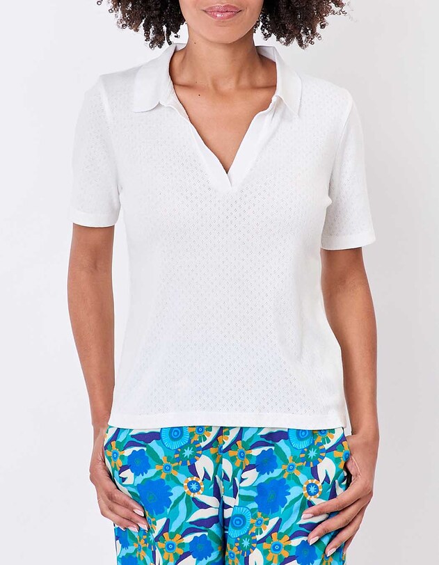 Polo coton bio pointelle imprim&eacute; Princesse Nomade