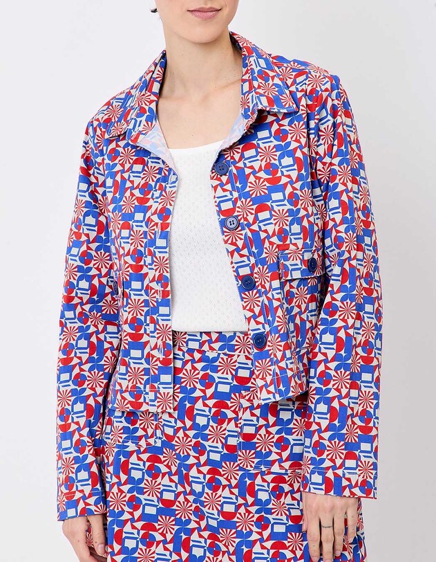 Veste courte coton stretch imprim&eacute; Princesse Nomade