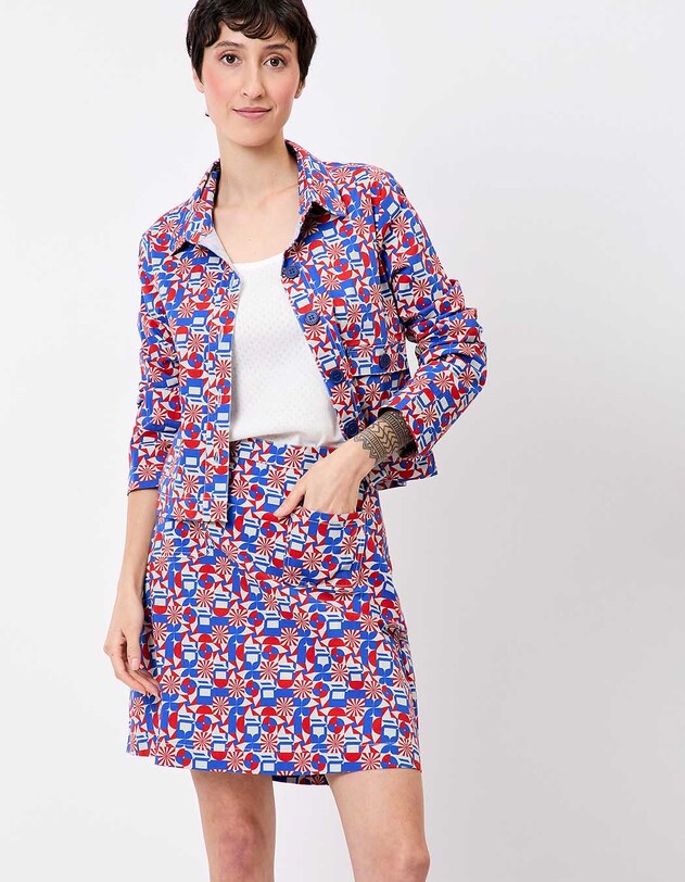 Veste courte coton stretch imprim&eacute; Princesse Nomade