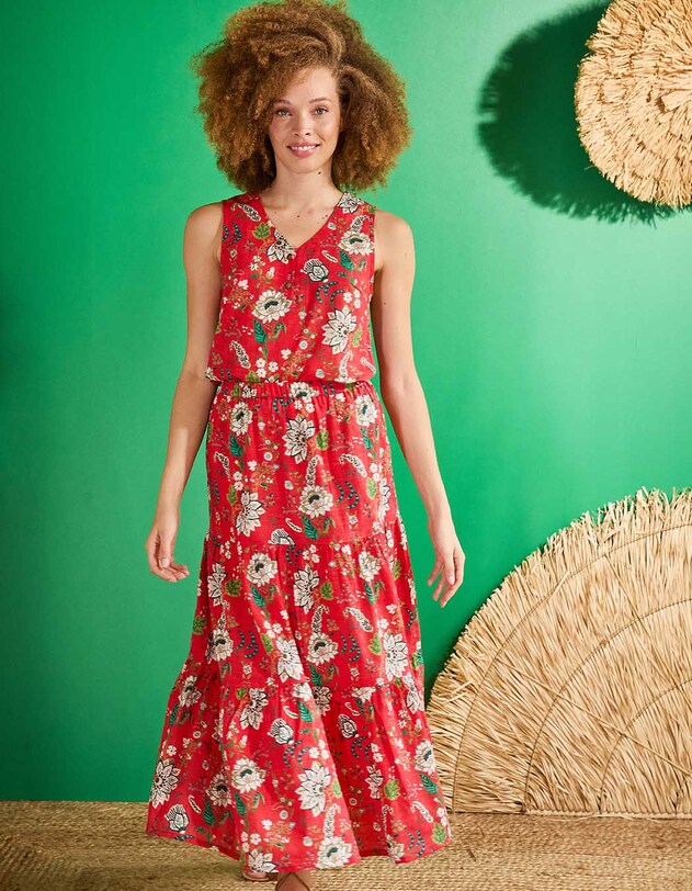 Jupe longue coton bio volant&eacute;e imprim&eacute; La Fianc&eacute;e