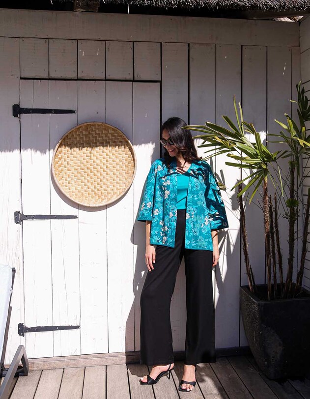 Pantalon fluide ample imprim&eacute; La Fianc&eacute;e