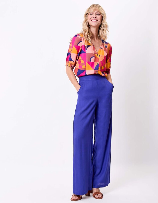 Pantalon fluide ample imprim&eacute; La Fianc&eacute;e
