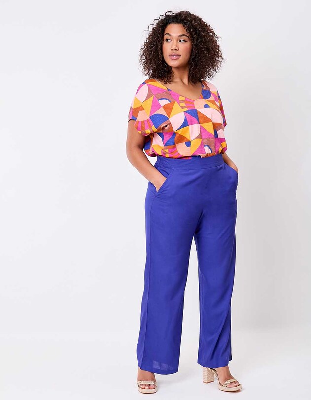 Pantalon fluide ample imprim&eacute; La Fianc&eacute;e