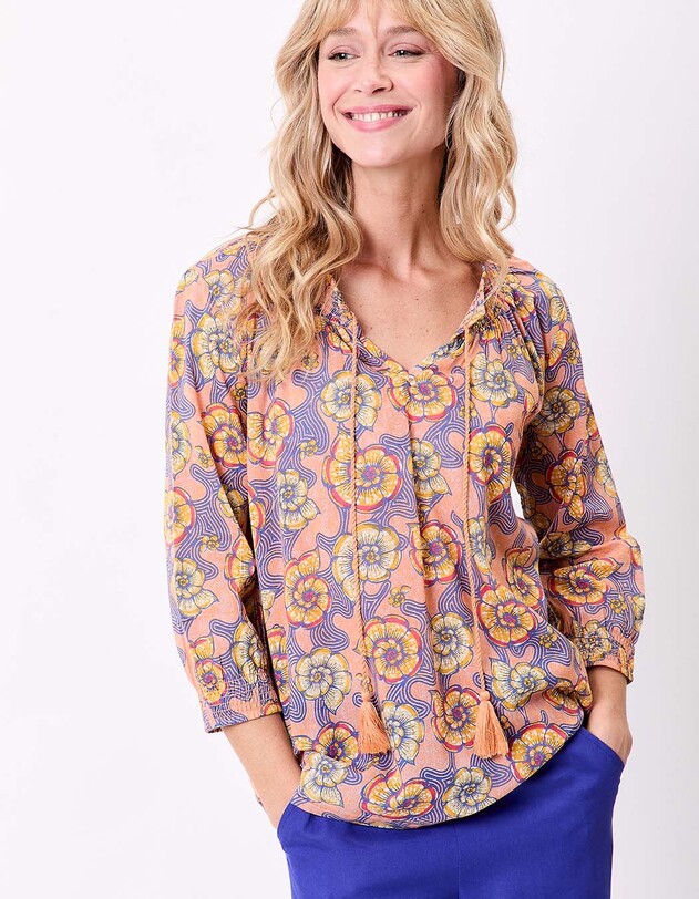 Blouse voile de coton bio ample imprim&eacute; La Fianc&eacute;e