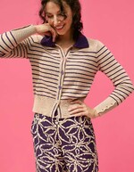 Gilet maille rayures col polo imprimé Princesse Nomade