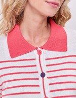 Gilet maille rayures col polo imprimé Princesse Nomade