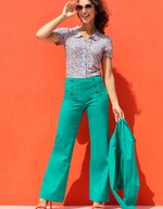 Pantalon à pont large coton stretch imprimé Princesse Nomade