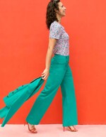 Pantalon à pont large coton stretch imprimé Princesse Nomade
