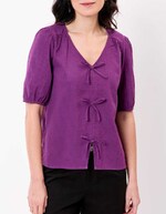 Blouse manches ballons coton gaufré imprimé Princesse Nomade