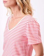 T-shirt rayures coton bio imprimé Princesse Nomade