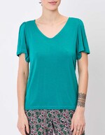 T-shirt maille fluide col V imprimé Princesse Nomade