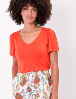 T-shirt maille fluide col V imprimé Princesse Nomade