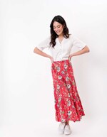 Jupe longue coton bio volantée imprimé La Fiancée