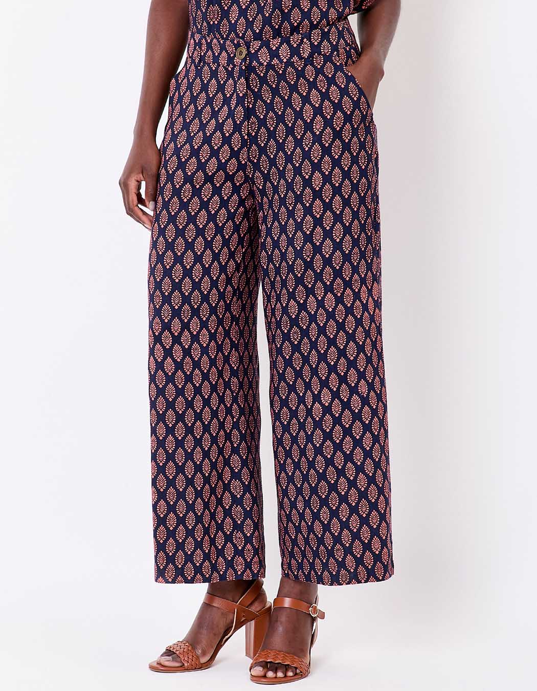 Pantalon large viscose lin 7/8 imprimé La Fiancée