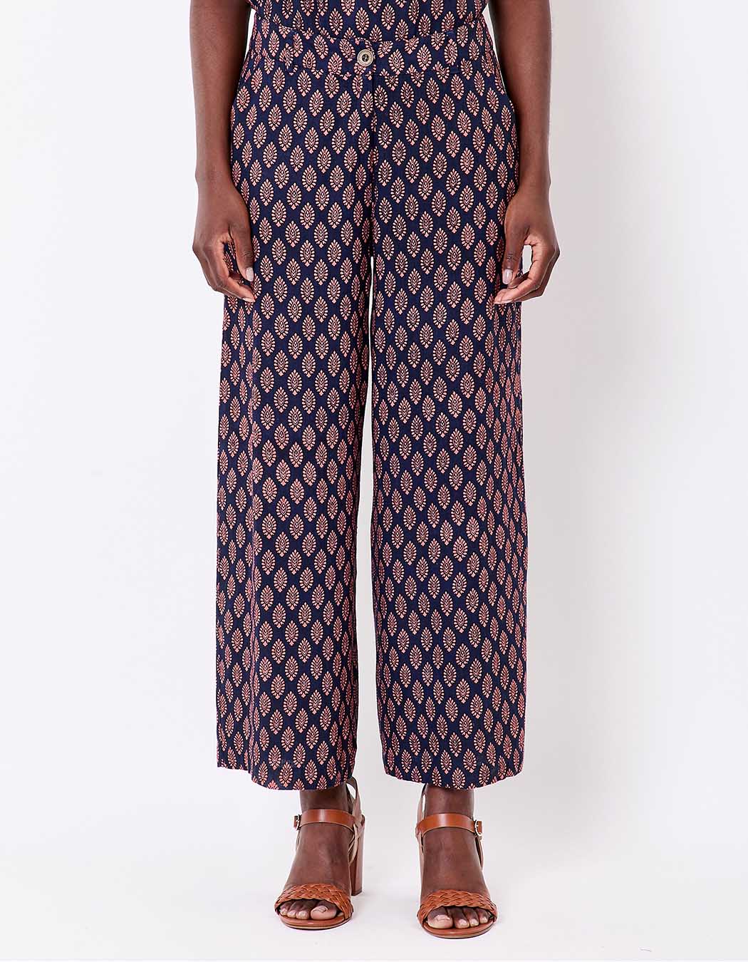 Pantalon large viscose lin 7/8 imprimé La Fiancée