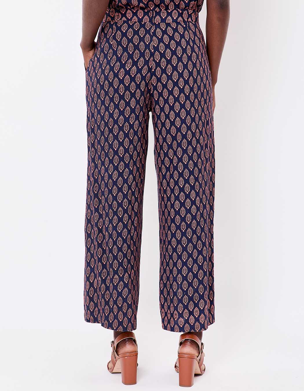 Pantalon large viscose lin 7/8 imprimé La Fiancée