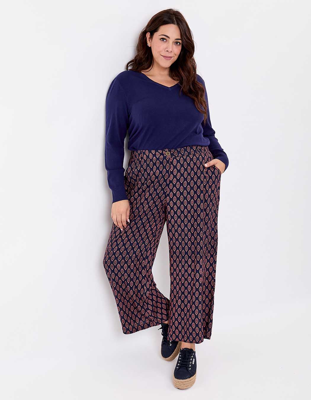 Pantalon large viscose lin 7/8 imprimé La Fiancée