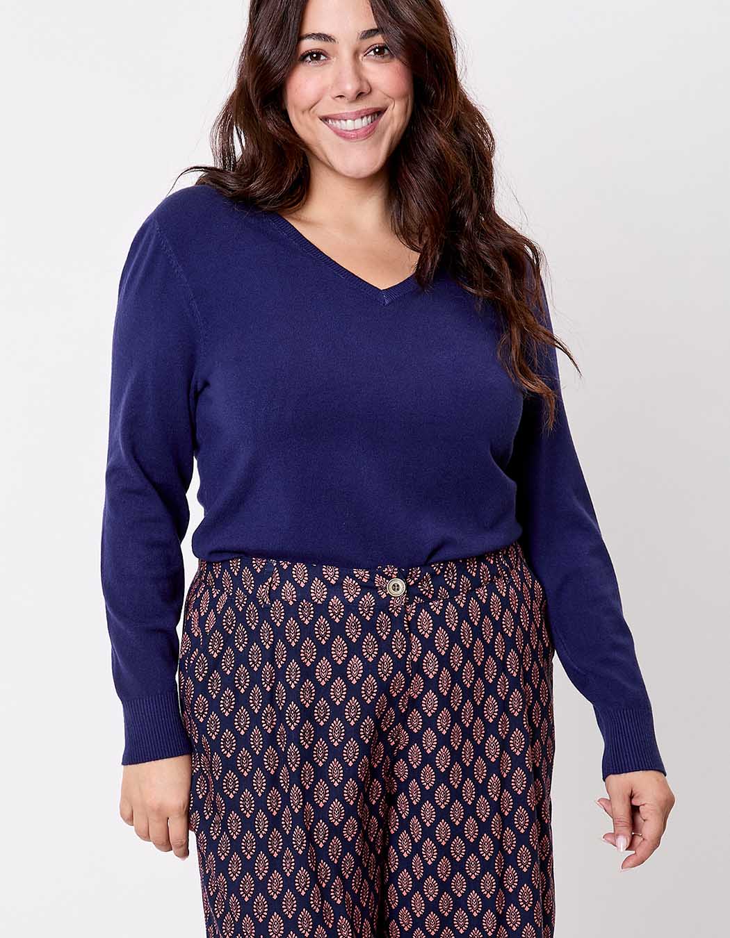 Pull maille col V femme imprimé La Fiancée