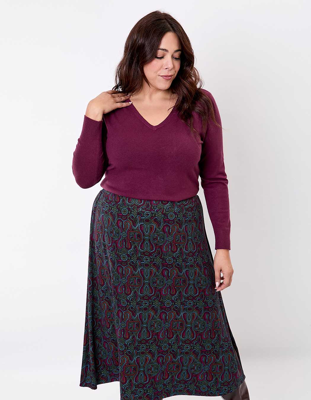 Pull maille col V femme imprimé La Fiancée