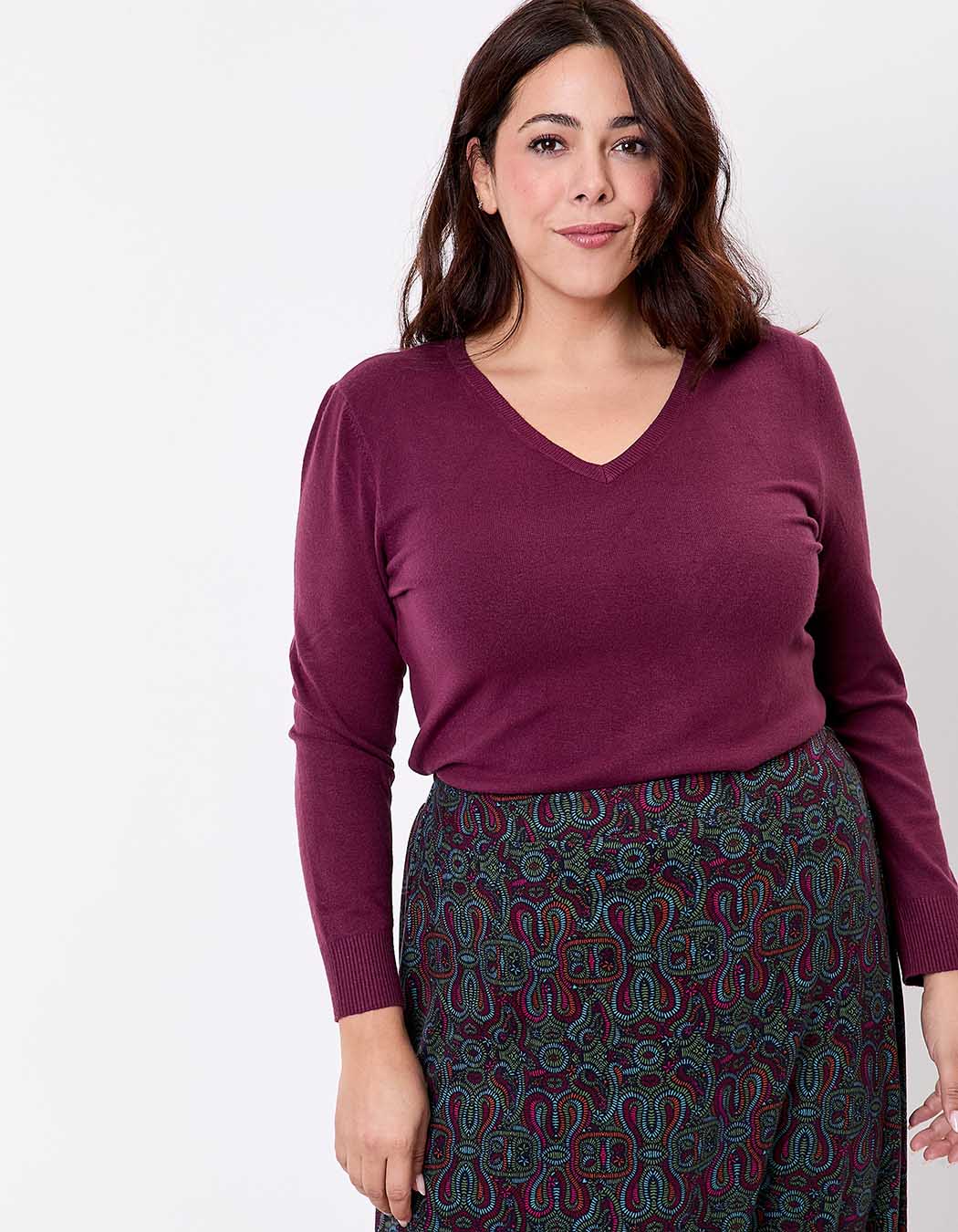 Pull maille col V femme imprimé La Fiancée
