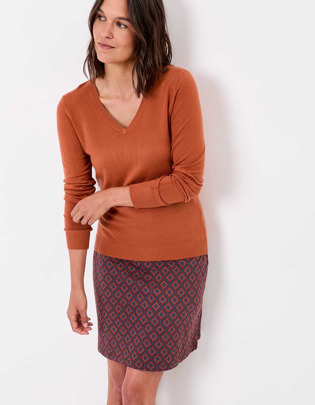 Pull maille col V femme imprimé La Fiancée