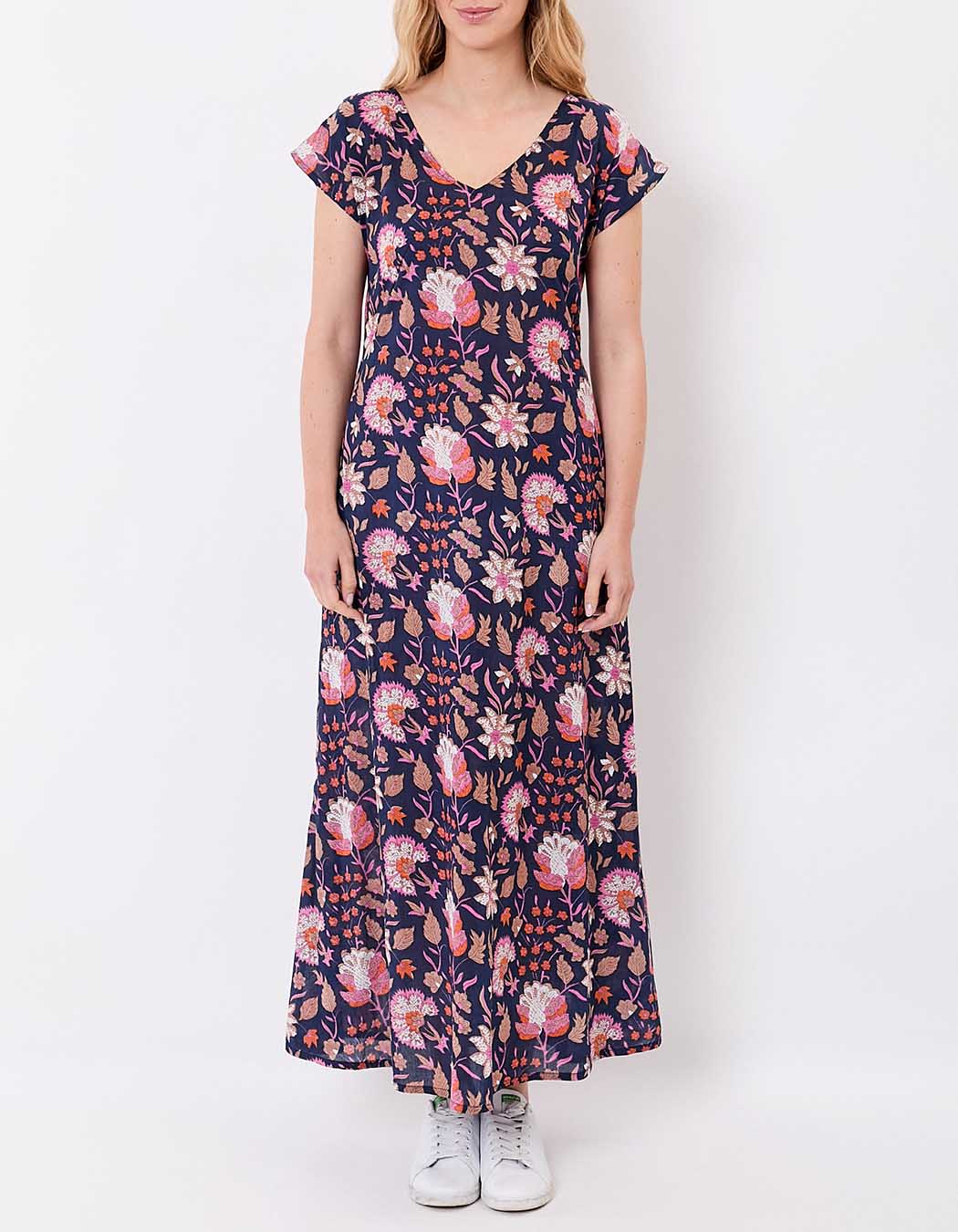 Robe longue voile de coton bio imprimé La Fiancée